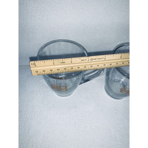 2 Baileys Irish Cream Whiskey Clear Glass Coffee Mugs Gold Accent Logo - Picture 3 of 11